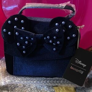 Loungefly Minnie Velvet Navy Blue Bow Bag
